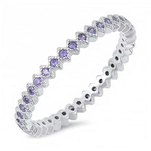 Load image into Gallery viewer, Sterling silver Eternity Ring with Amethyst CZ All AroundAndFace Height of 2MM