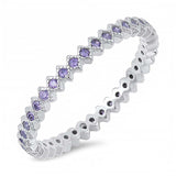 Sterling silver Eternity Ring with Amethyst CZ All AroundAndFace Height of 2MM