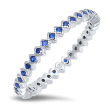 Load image into Gallery viewer, Sterling silver Eternity Ring with Blue Sapphire CZ\&#39;sAnd Face Height of 3 MM