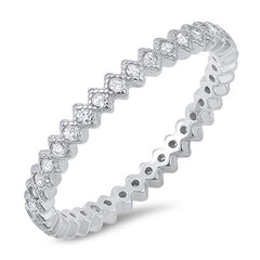 Sterling silver Eternity Ring with Clear CZ All AroundAndFace Height of 2MM