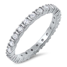 Load image into Gallery viewer, Sterling silver Eternity Ring with clear CZ All AroundAndFace Height of 3MM
