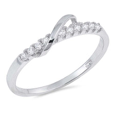 Load image into Gallery viewer, Sterling Silver Infinity Shaped Clear CZ RingAnd Face Height 5mm