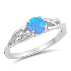 Sterling Silver Round Shaped Blue Lab Opal RingsAnd Face Height 6mm