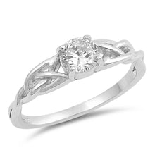 Load image into Gallery viewer, Sterling Silver Circle Shaped With Clear CZ RingAnd Face Height 6mm