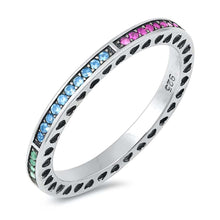 Load image into Gallery viewer, Sterling Silver Round Multi Colored Cubic Zirconia Ring