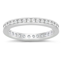 Load image into Gallery viewer, Sterling Silver Rhodium Plated Cubic Zirconia Eternity Ring