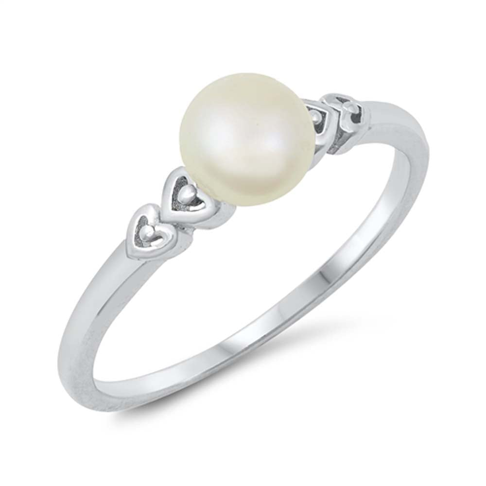 Sterling Silver Freshwater Pearl CZ Ring