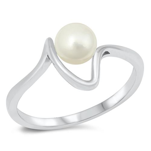 Sterling Silver Fresh water Pearl and CZ Ring-9mm