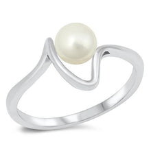 Load image into Gallery viewer, Sterling Silver Fresh water Pearl and CZ Ring-9mm
