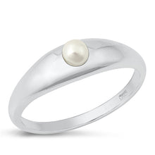 Load image into Gallery viewer, Sterling Silver Rhodium Plated single Pearl Ring