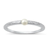 Sterling Silver Rhodium Plated Pearl Ring