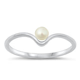Sterling Silver Rhodium Plated Pearl Ring-5.5mm