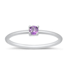 Load image into Gallery viewer, Sterling Silver Rhodium Plated Amethyst CZ Ring