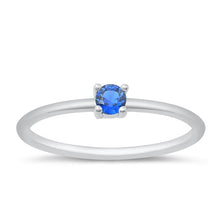 Load image into Gallery viewer, Sterling Silver Rhodium Plated Blue Sapphire CZ Ring