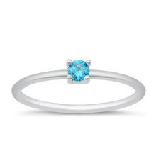 Load image into Gallery viewer, Sterling Silver Rhodium Plated Blue Topaz CZ Ring