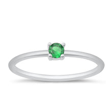 Load image into Gallery viewer, Sterling Silver Rhodium Plated Emerald CZ Ring