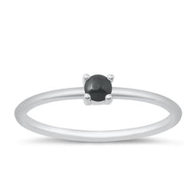 Load image into Gallery viewer, Sterling Silver Rhodium Plated Black Agate Round Ring
