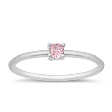 Load image into Gallery viewer, Sterling Silver Rhodium Plated Pink CZ Ring