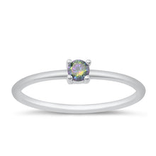 Load image into Gallery viewer, Sterling Silver Rhodium Plated Rainbow Topaz CZ Ring