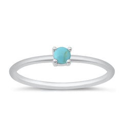 Sterling Silver Rhodium Plated Simulated Turquoise Ring