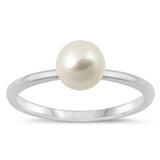 Sterling Silver Rhodium Plated Freshwater Pearl Ring