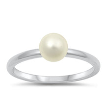 Load image into Gallery viewer, Sterling Silver Rhodium Plated Freshwater Pearl Ring-6.4mm