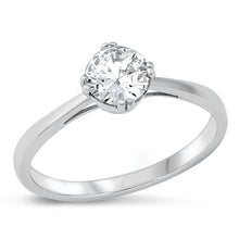 Load image into Gallery viewer, Sterling Silver Rhodium Plated Solitaire Clear CZ Ring-6mm