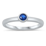 Sterling Silver Blue Sapphire CZ Baby Ring