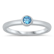 Load image into Gallery viewer, Sterling Silver Blue Topaz CZ Baby Ring