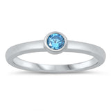 Sterling Silver Blue Topaz CZ Baby Ring