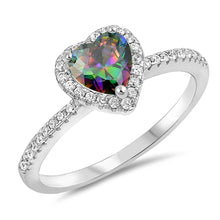Load image into Gallery viewer, Sterling Silver Heart With Rainbow Topaz And Cubic Zirconia Ring