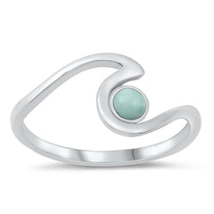 Sterling Silver Rhodium Plated Larimar Ring