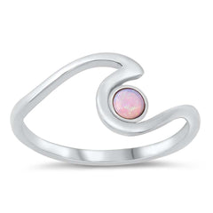 Sterling Silver Lab Opal Wave Ring