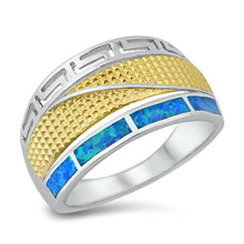 Load image into Gallery viewer, Sterling Silver Gold Plated Blue Lab Opal Ring-13mm