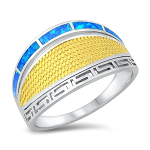 Sterling Silver Gold Plated Blue Lab Opal Ring