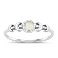 Load image into Gallery viewer, Sterling Silver Oxidized Moonstone Moon Phases Ring