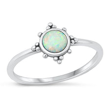 Load image into Gallery viewer, Sterling Silver Oxidized Sun White Lab Opal Ring