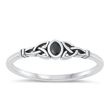 Load image into Gallery viewer, Sterling Silver Oxidized Black Agate Celtic Ring