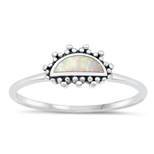 Load image into Gallery viewer, Sterling Silver Oxidized Moon White Lab Opal Ring