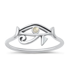 Load image into Gallery viewer, Sterling Silver Oxidized Eye Of Horus Moonstone Ring Face Height-8mm
