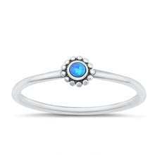 Load image into Gallery viewer, Sterling Silver Oxidized Bali Style Blue Lab Opal Ring