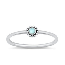 Load image into Gallery viewer, Sterling Silver Oxidized Round Genuine Larimar Stone Ring Face Height-4.6mm