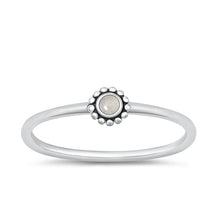 Load image into Gallery viewer, Sterling Silver Oxidized Round Moonstone Ring Face Height-4.6mm