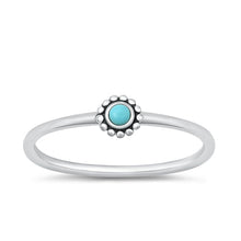 Load image into Gallery viewer, Sterling Silver Oxidized Round Genuine Turquoise Stone Ring Face Height-4.6mm