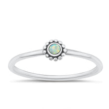 Load image into Gallery viewer, Sterling Silver Oxidized Bali Style White Lab Opal Ring