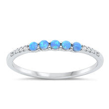 Load image into Gallery viewer, Sterling Silver Rhodium Plated Blue Lab Opal Ring-1.9mm