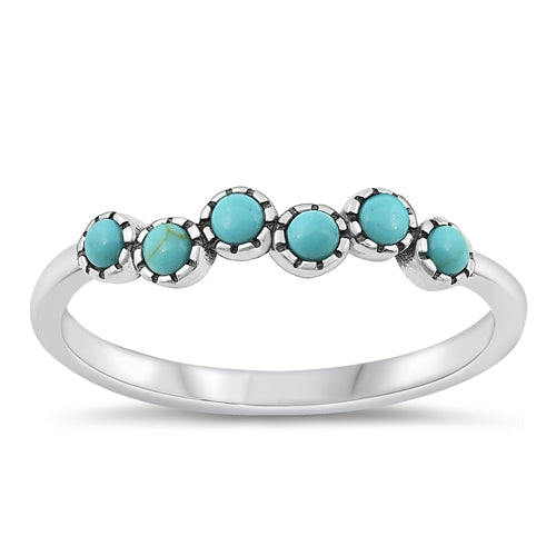 Sterling Silver Oxidized Genuine Turquoise Ring-4mm