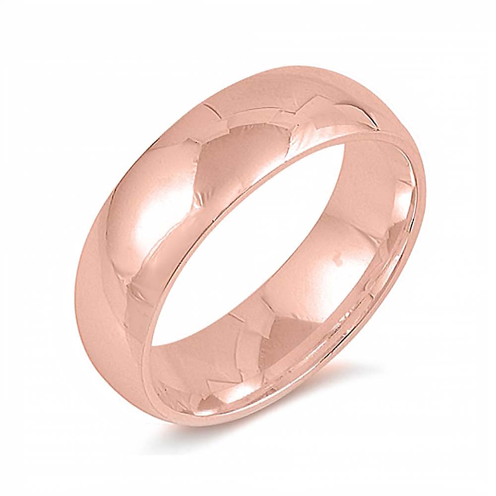 Sterling silver 6mm Rose Gold Plated wedding Band