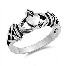 Load image into Gallery viewer, Sterling Silver Claddagh Shaped Plain RingsAnd Face Height 8mmAnd Band Width 3mm