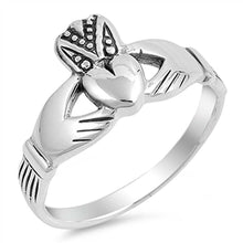 Load image into Gallery viewer, Sterling Silver Claddagh Shaped Plain RingsAnd Face Height 11mmAnd Band Width 2mm